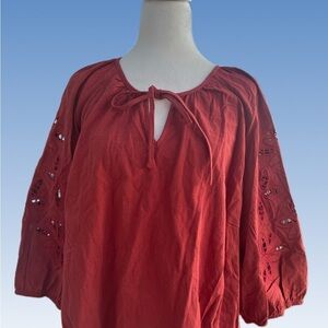 BloomChic burgundy Blouse with Cutout Sleeves size 18-20